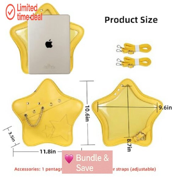 Kawaii Ita Backpack with Clear Display Window, Adjustable Straps, Y2K Aesthetic - Picture 6 of 7